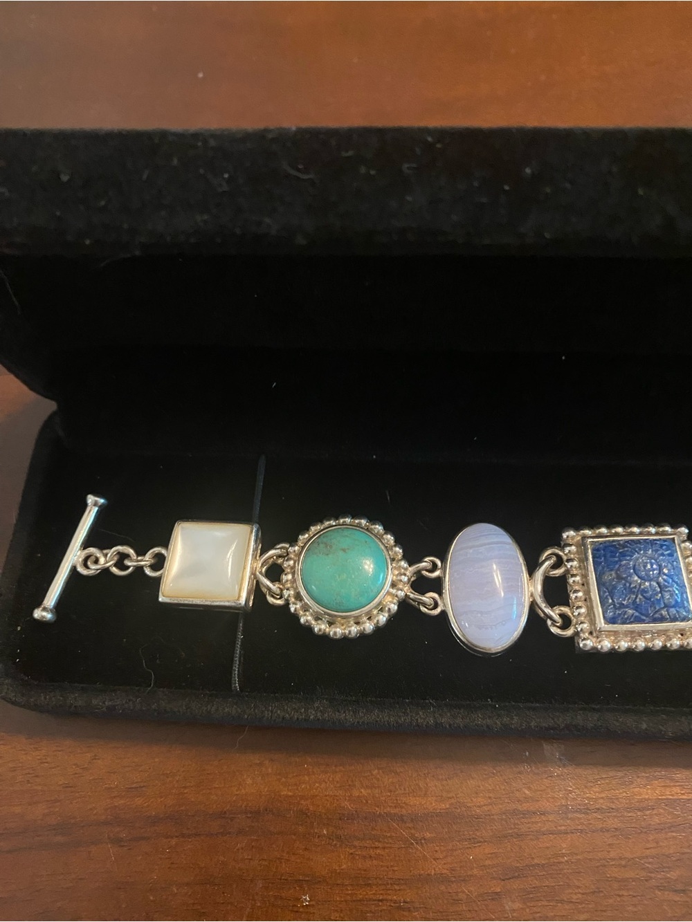 Whitney Kelly Blue Lapis Gem Stone Sterling Bracelet - Picture 2 of 6